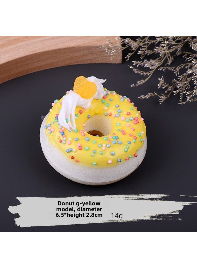 Simulation Donut Model Fruit Soft Bread Dessert Food Window Shooting Props Children's Early Education Toys Wholesale-Color:Simulation Donuts G-Yellow  - Image 1