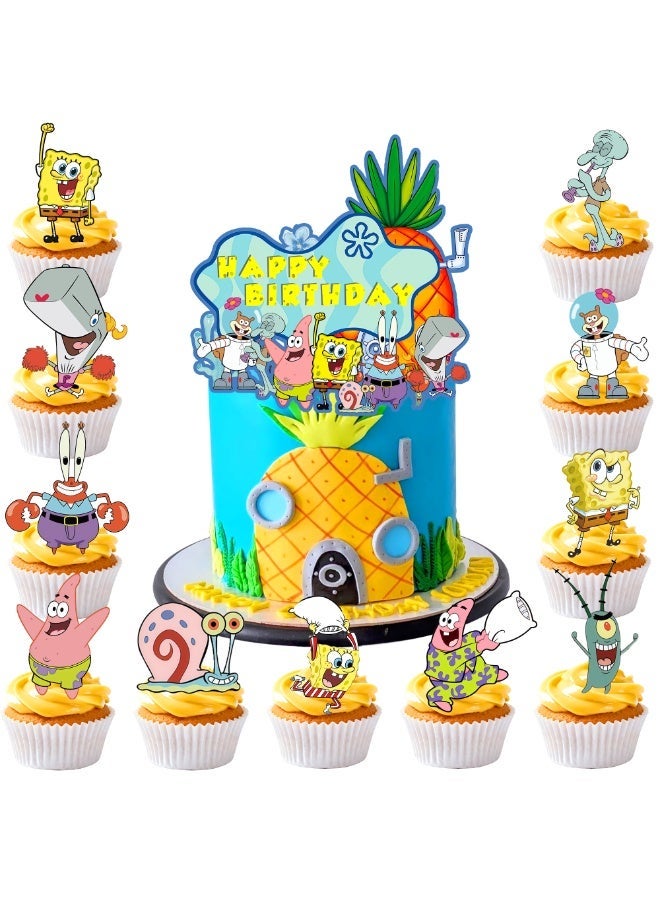 ILovhaprty Spongebob Squarepants Cake Decorations 14pcs Spongebob Cake ILovhaprty Spongebob Squarepants Cake Decorations 14pcs Spongebob Cake