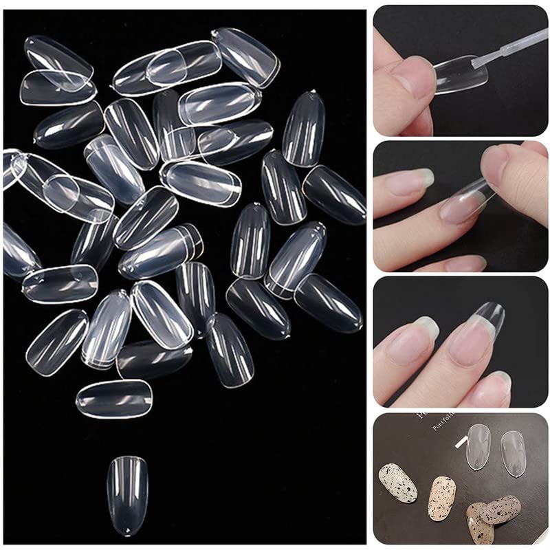 FAMEZA Short Oval False Nails 100Pcs 10Sizes Full Cover Acrylic Nail Tips For Art Nail Design (Clear) - Image 5