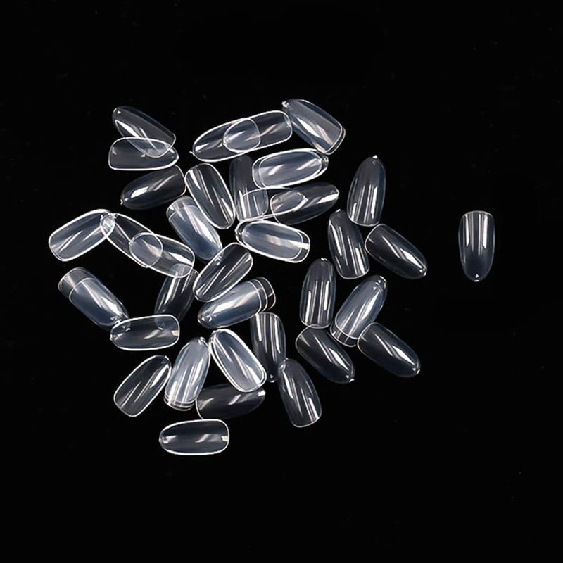 FAMEZA Short Oval False Nails 100Pcs 10Sizes Full Cover Acrylic Nail Tips For Art Nail Design (Clear) - Image 2