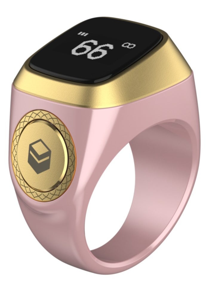 GULFLINK Smart Tasbih Zikr Ring Muslim Prayer Timing Reminder OLED Display Tasbih Counter Smart Ring Wearable Technology Waterproof - Pink(22mm)  - Image 1