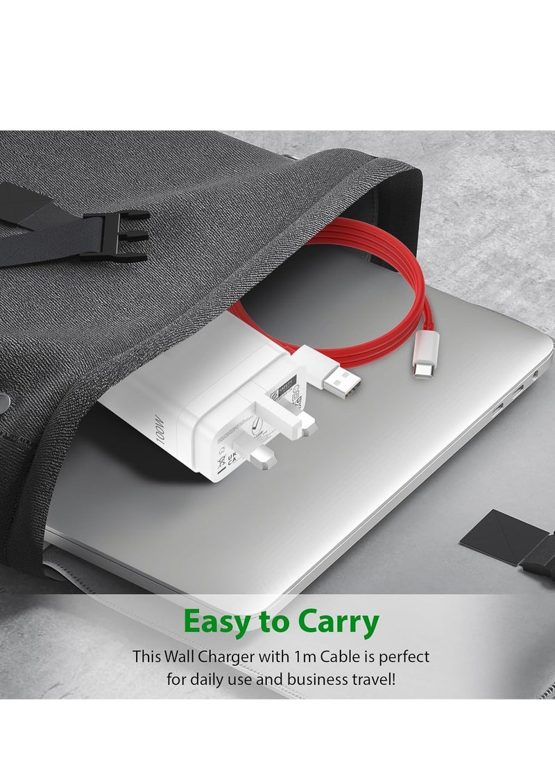 100W Supervooc Charger for Oneplus/Oppo/Realme, USB C Fast Charging Cable 3.3FT/6A, Vooc Plug and Power Adapter USB Wall Charger UK for OPPO Find X8 X7 X6 X5 Pro X5 X4  X3 Neo X2 Reno 13 12 F 12 Pro - Image 5