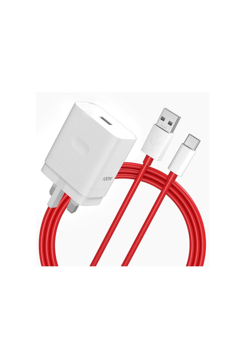100W Supervooc Charger for Oneplus/Oppo/Realme, USB C Fast Charging Cable 3.3FT/6A, Vooc Plug and Power Adapter USB Wall Charger UK for OPPO Find X8 X7 X6 X5 Pro X5 X4  X3 Neo X2 Reno 13 12 F 12 Pro - Image 1