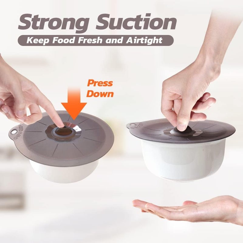 Andyken Silicone Lids for Pots and Pans - Silicone Lids for Food and Bowl Covers for Food Safe BPA Free Silicone Bowl Covers Microwave Cover(Gray) - Image 3