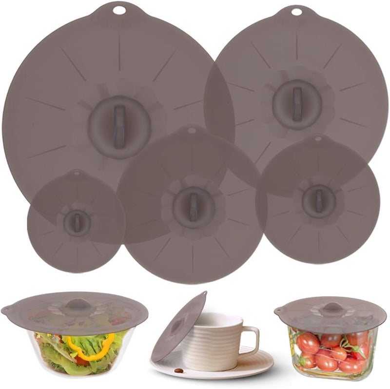 Andyken Silicone Lids for Pots and Pans - Silicone Lids for Food and Bowl Covers for Food Safe BPA Free Silicone Bowl Covers Microwave Cover(Gray) - Image 1