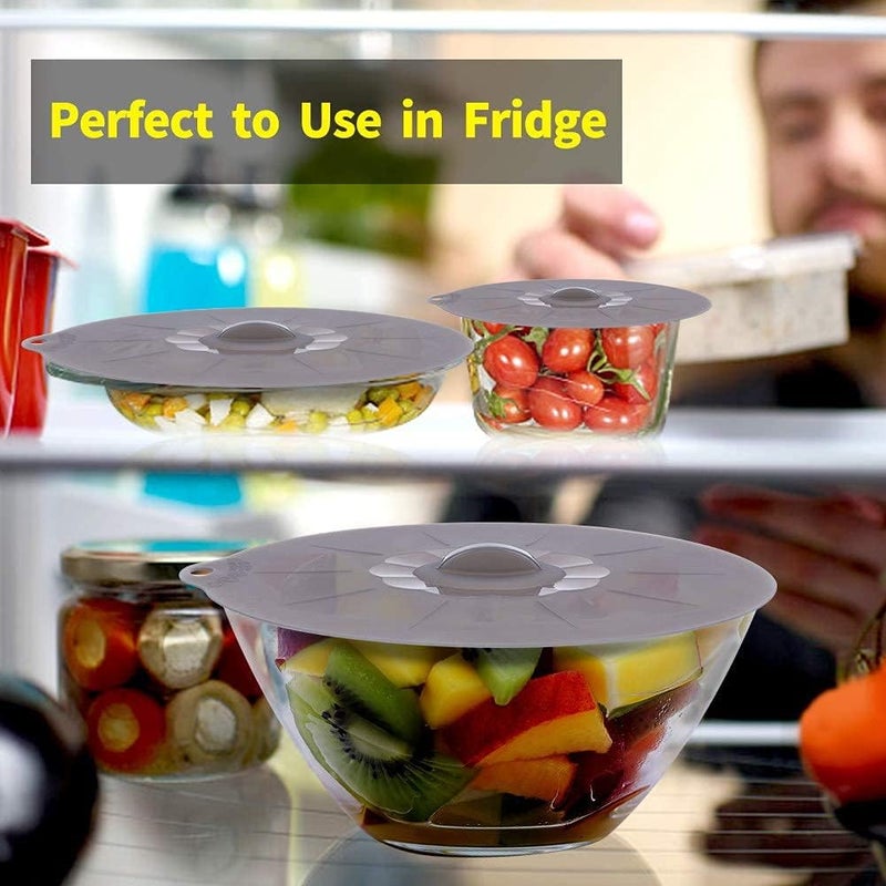 Andyken Silicone Lids for Pots and Pans - Silicone Lids for Food and Bowl Covers for Food Safe BPA Free Silicone Bowl Covers Microwave Cover(Gray) - Image 5