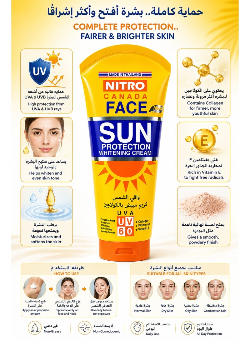 NITRO CANADA Face Sun Protection Whitening Cream UV 60, 170g - Image 2