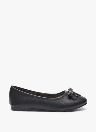 Flora Bella By Shoexpress Girls Solid Slip-On Ballerina Shoes With Bow Detail And Metal Accent