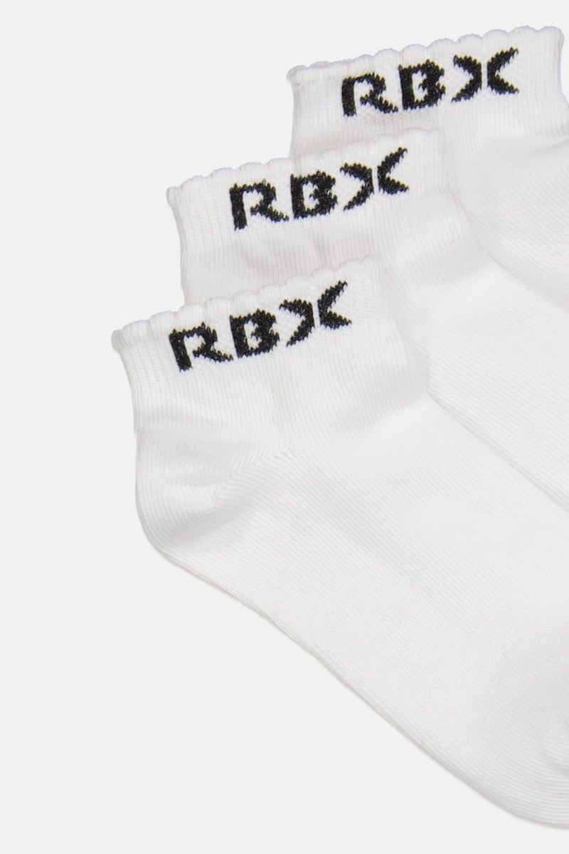 RBX Kids Girl 5 Pairs Brand Logo Ankle Socks, White  - Image 2