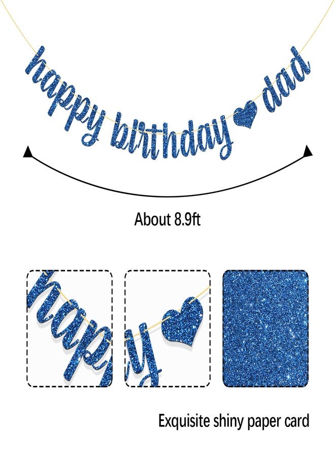 MonMon & Craft Blue Happy Birthday Dad Banner/Father's Day Decor/Party Decorations Glitter - Image 2