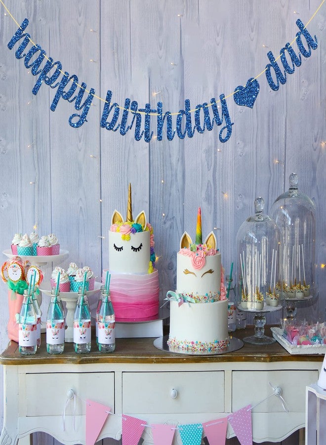 MonMon & Craft Blue Happy Birthday Dad Banner/Father's Day Decor/Party Decorations Glitter - Image 4