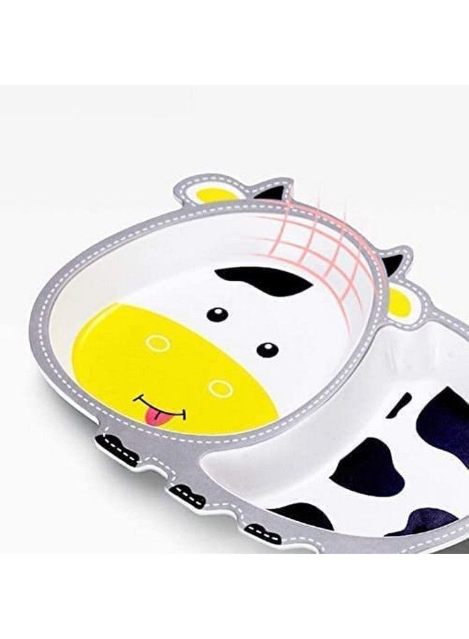 HS Enterprise Bamboo Baby Tableware Set Eco Friendly Bamboo Fiber Dinner Set For Weaning Toddlers;Kids Set Of Plate Bowl Cup Fork & Spoon;Baby Feeding Utensils For Kids & Toddlers (Cow Multicolor) - Image 4