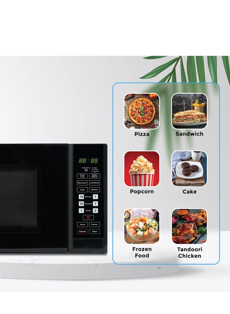 SPJ 34L Digital Microwave Oven with Grill, 1000W Microwave Power, 1300W Grill, 6 Power Levels, 99-Min Timer, Black, Cooking Reheating & Grilling Oven - Image 2