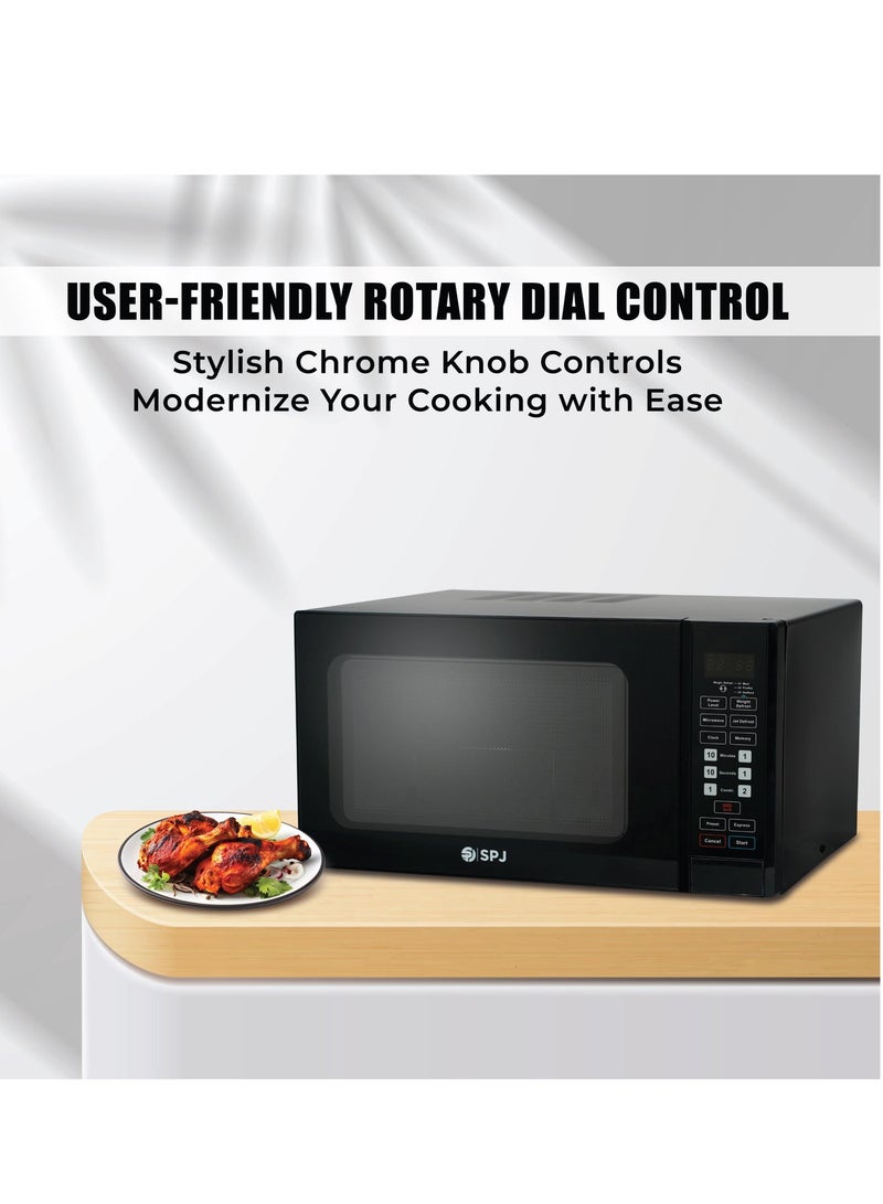 SPJ 34L Digital Microwave Oven with Grill, 1000W Microwave Power, 1300W Grill, 6 Power Levels, 99-Min Timer, Black, Cooking Reheating & Grilling Oven - Image 3