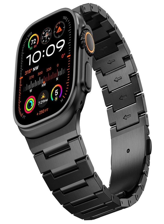 PanPinnacle Grade 5 Titanium Band for Apple Watch Ultra Band 3/2/1 49mm, Series 11/10 46mm, 9/8/7 45mm & Series 6/5/4/SE 44mm - Men‘s Business Metal Strap,Black - Image 1