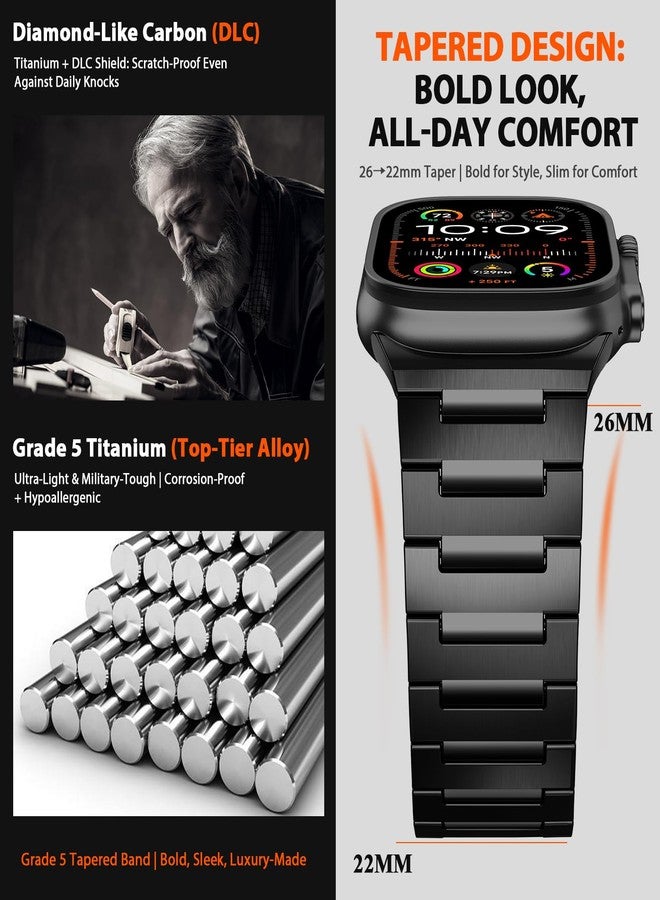 PanPinnacle Grade 5 Titanium Band for Apple Watch Ultra Band 3/2/1 49mm, Series 11/10 46mm, 9/8/7 45mm & Series 6/5/4/SE 44mm - Men‘s Business Metal Strap,Black - Image 3