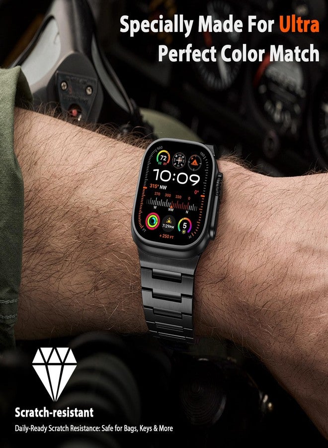 PanPinnacle Grade 5 Titanium Band for Apple Watch Ultra Band 3/2/1 49mm, Series 11/10 46mm, 9/8/7 45mm & Series 6/5/4/SE 44mm - Men‘s Business Metal Strap,Black - Image 5