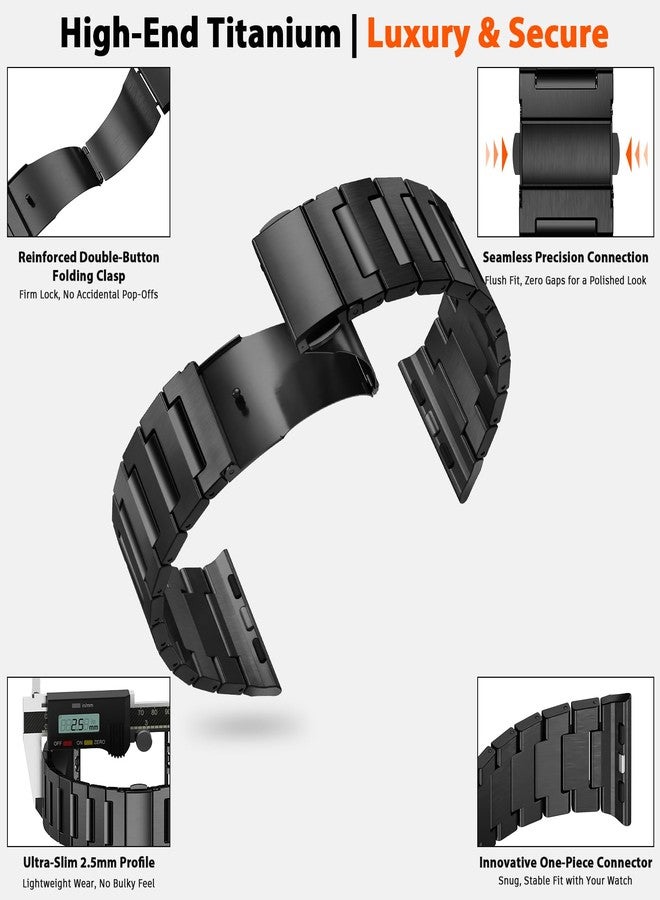 PanPinnacle Grade 5 Titanium Band for Apple Watch Ultra Band 3/2/1 49mm, Series 11/10 46mm, 9/8/7 45mm & Series 6/5/4/SE 44mm - Men‘s Business Metal Strap,Black - Image 4