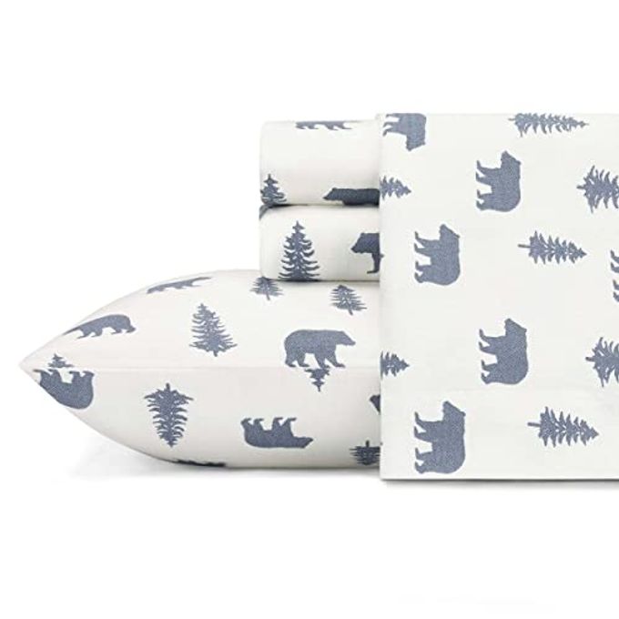 FULL SHEETS COTTON FLANNEL BEDDING SET BRUSHED FOR EXTRA SOFTNESS COZY HOME DECOR BEARS TREES FULL