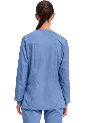 Cherokee Women's Snap Front Warm-up Jacket, Ciel, Large - Image 4