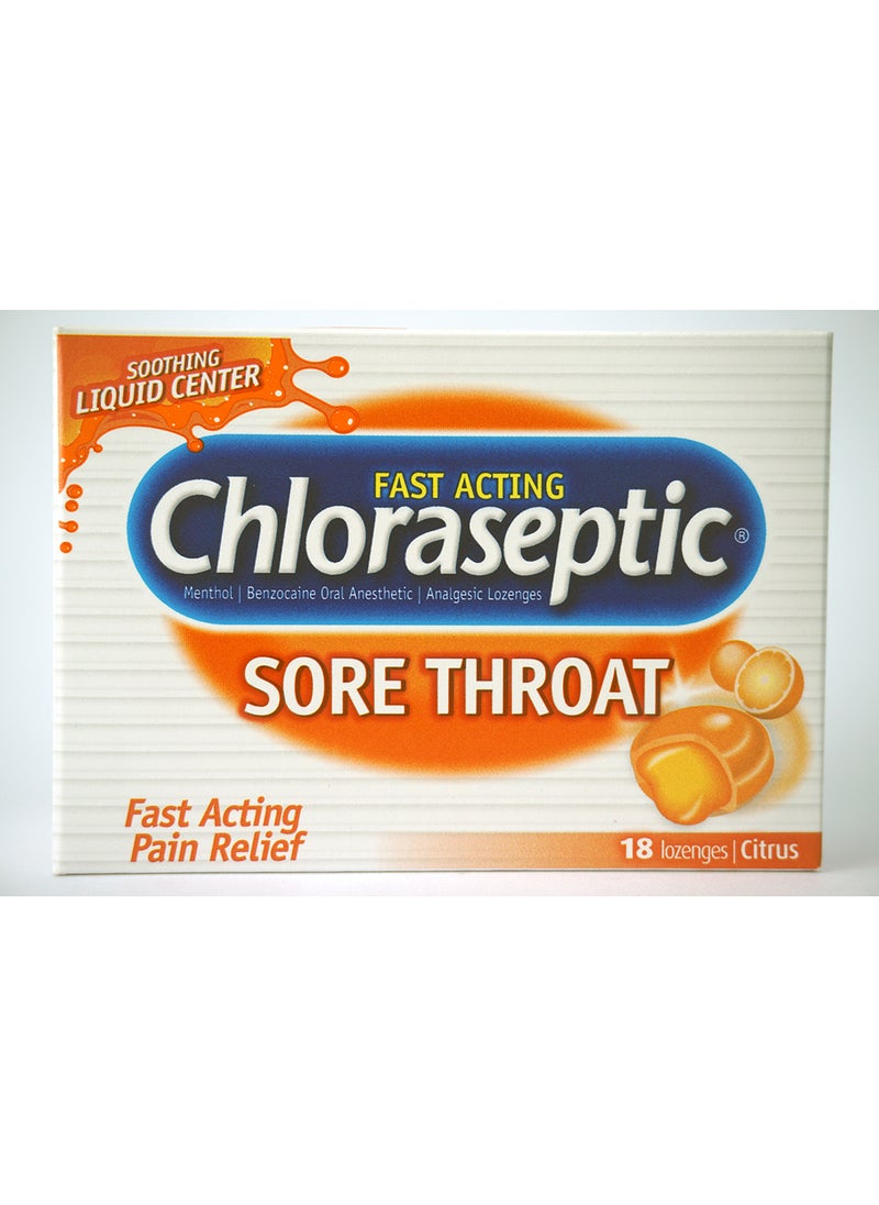 Chloraseptic Sore Throat Lozenges Liquid Center, Citrus-18'S[3X6'S Blisters]  - Image 1
