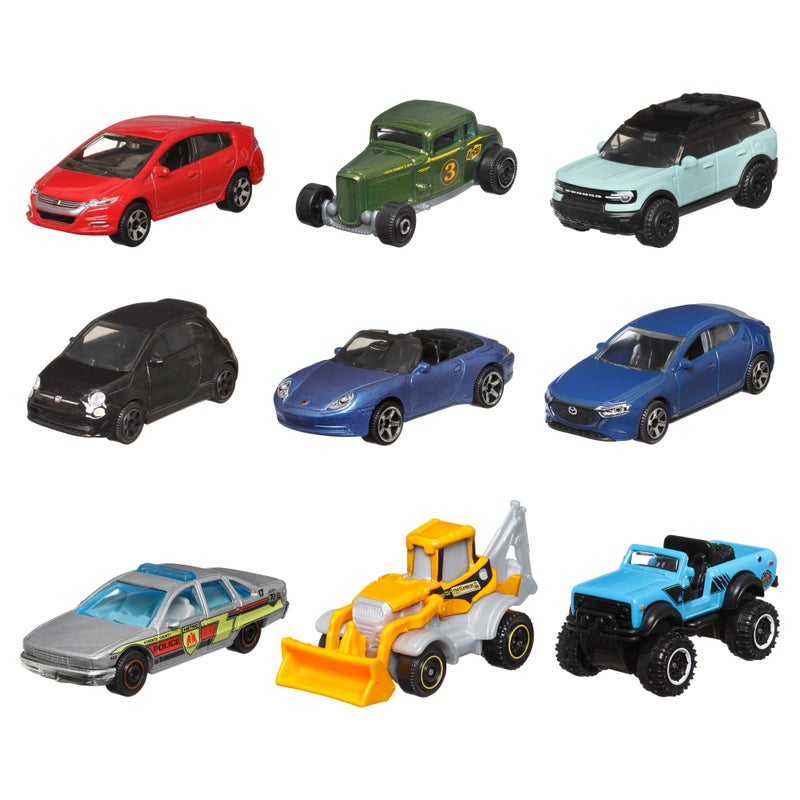Matchbox 9-Pack Die-Cast 1:64 Scale Toy Cars, Construction or Garbage Trucks, Rescue Vehicles or Planes (Styles May Vary) - Image 5