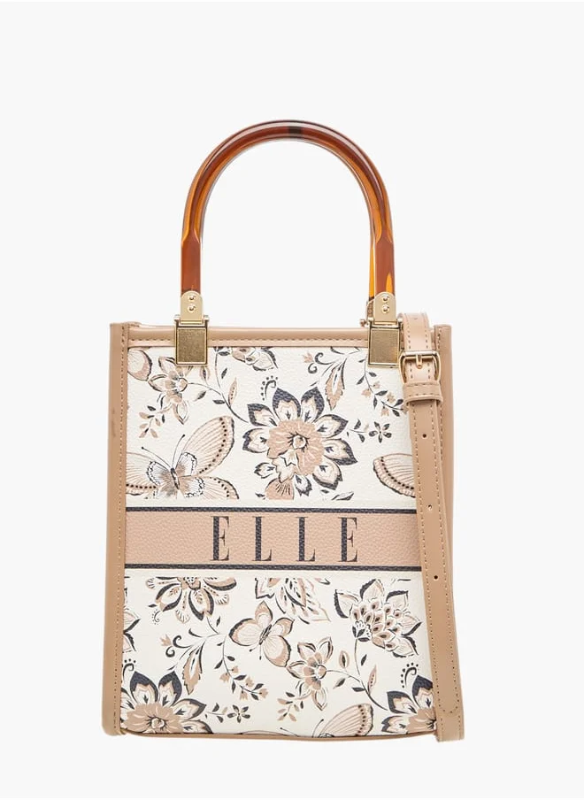 ايل Womens Floral Print Crossbody Bag With Detachable Strap And Double Handle