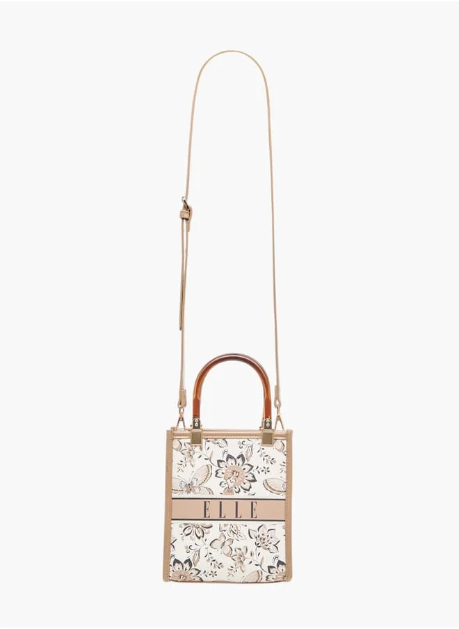 ايل Womens Floral Print Crossbody Bag With Detachable Strap And Double Handle