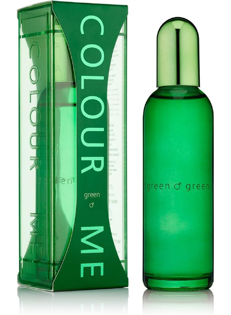 كولور مي عطر رجالي أنيق يدوم طويلاً كولور مي جرين 100 مل | ماء عطر فاخر برائحة خشبية زهرية عنبرية مع نفحات الفانيليا | أفضل عطر رجالي