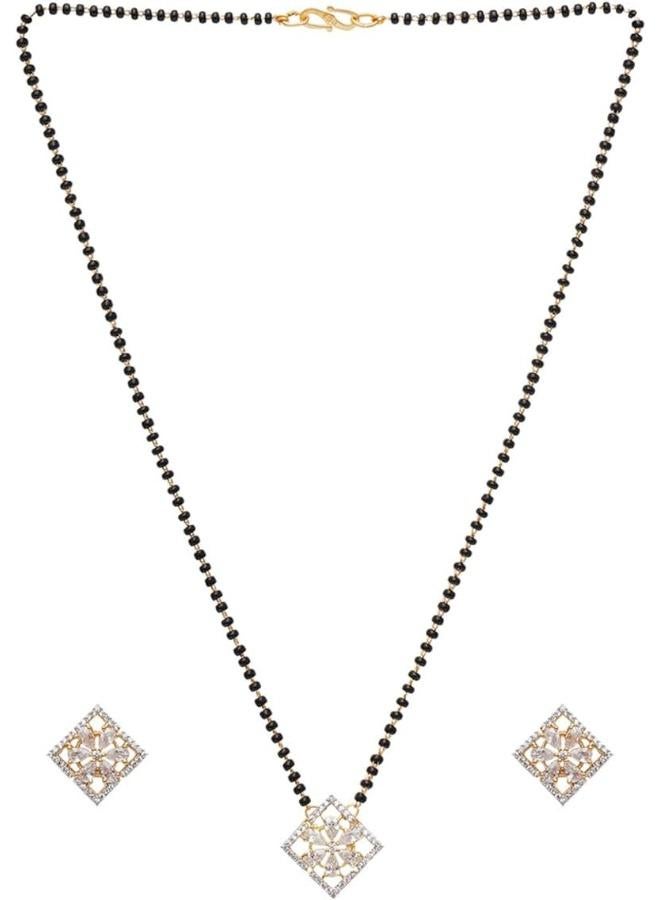 VOYLLA Sparkling Essentials Floral Pattern CZ Mangalsutra Set - Image 4