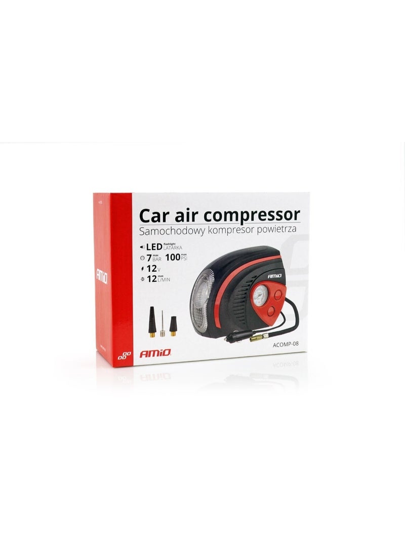 AMIO Portable 12V Car Air Compressor Tire Inflator with LED Light – ACOMP-08 - Image 2