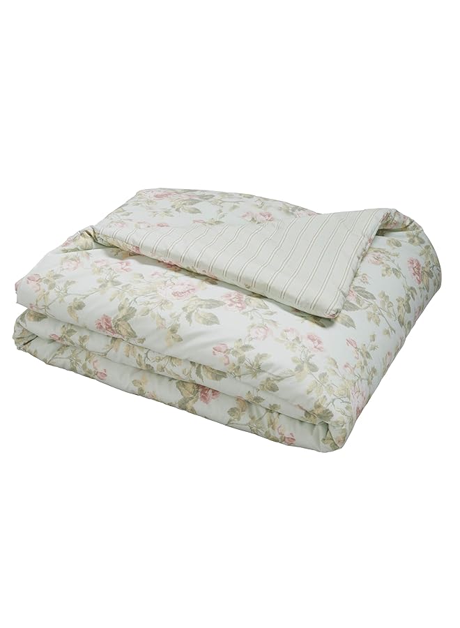 LAURA ASHLEY Home Queen Comforter Set Reversible Cotton Bedding Includes Matching Shams With Bonus Euro Shams And Throw Pillows Madelynn Pastel Blue Queen - Image 4