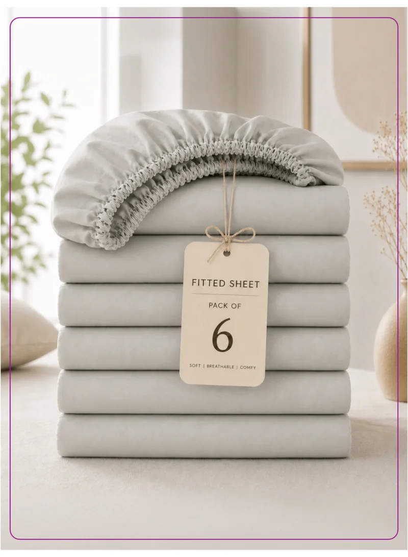 Donetella Super King Fitted Sheets 200x200 cm – Pack of 6 | OEKO-TEX Certified Brushed Microfiber | Deep Pocket with 360° All-Round Elastic | Ultra Soft, Wrinkle Resistant, Easy Care | Safe for Sensitive Skin