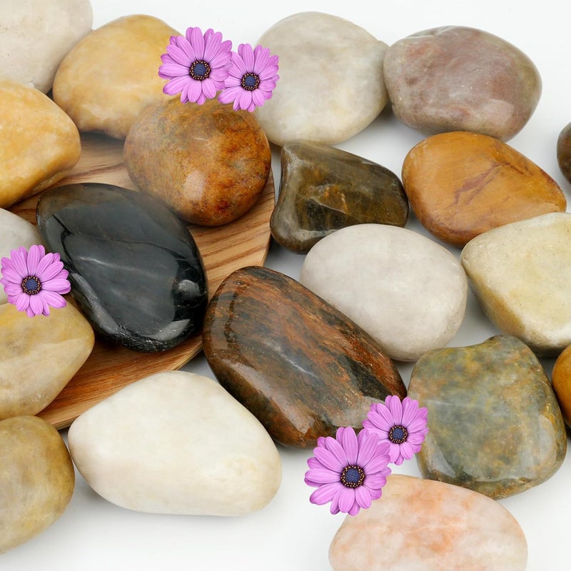 NUPICK 3lb River Rocks for Plants Indoor, 2-3Inch Mixed Pebbles for Vases Fillers, Decorative Gravel for Fish Tank, Natural Polished Stones for Succulent, Bonsai, Landscaping, Bird Baths - Image 1