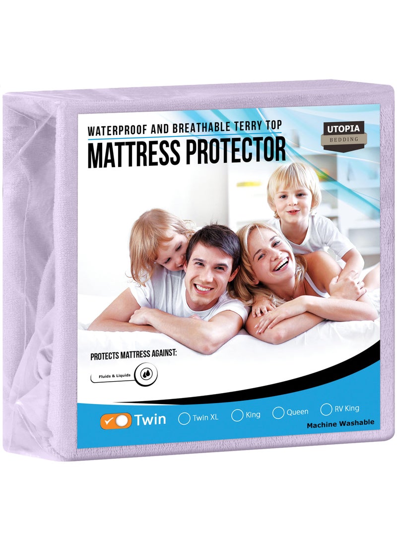 Utopia Bedding Utopia Bedding Waterproof Mattress Protector Queen Size  Premium Terry Mattress Cover 200 GSM  Breathable  Fitted Style with Stretchable Pockets (Lavender)  - Image 1