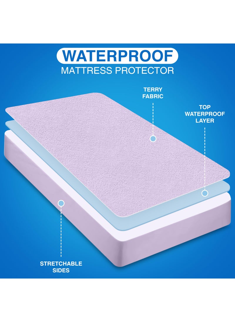 Utopia Bedding Utopia Bedding Waterproof Mattress Protector Queen Size  Premium Terry Mattress Cover 200 GSM  Breathable  Fitted Style with Stretchable Pockets (Lavender)  - Image 4