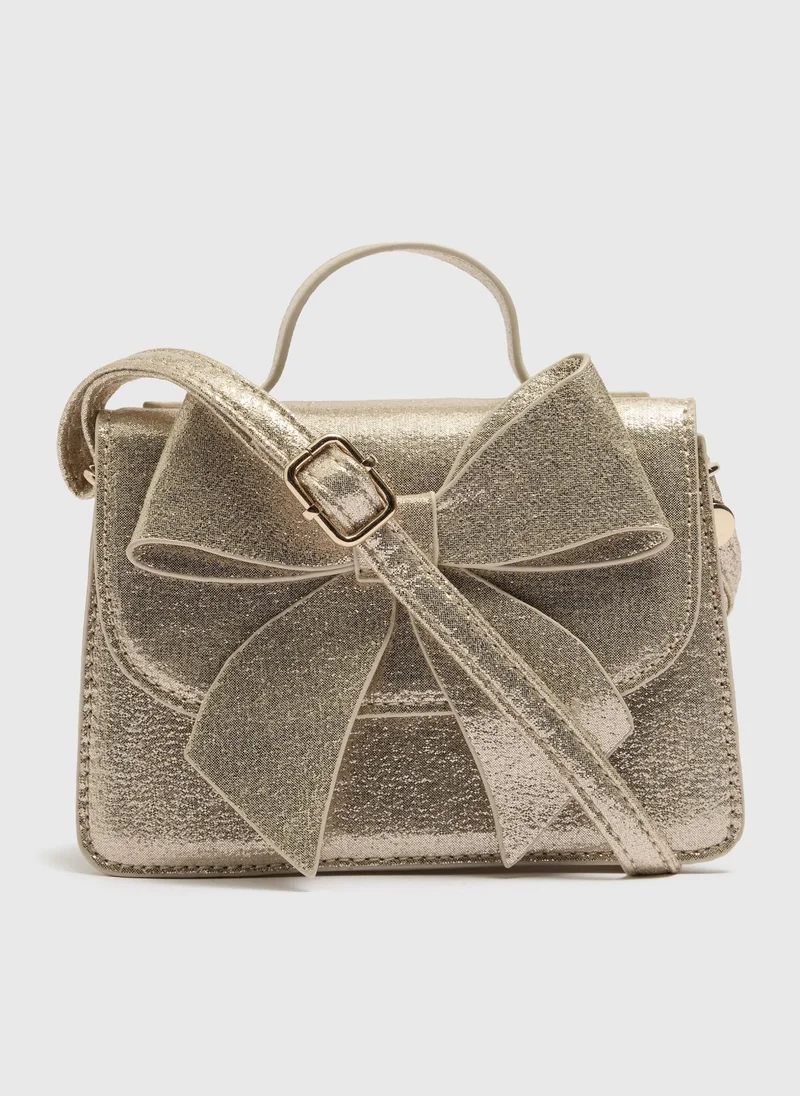 Matalan Girls Gold Bow Occasion Bag
