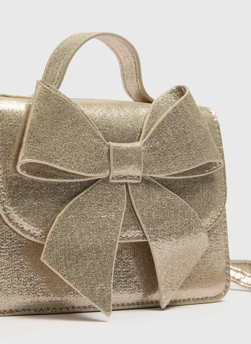 Matalan Girls Gold Bow Occasion Bag