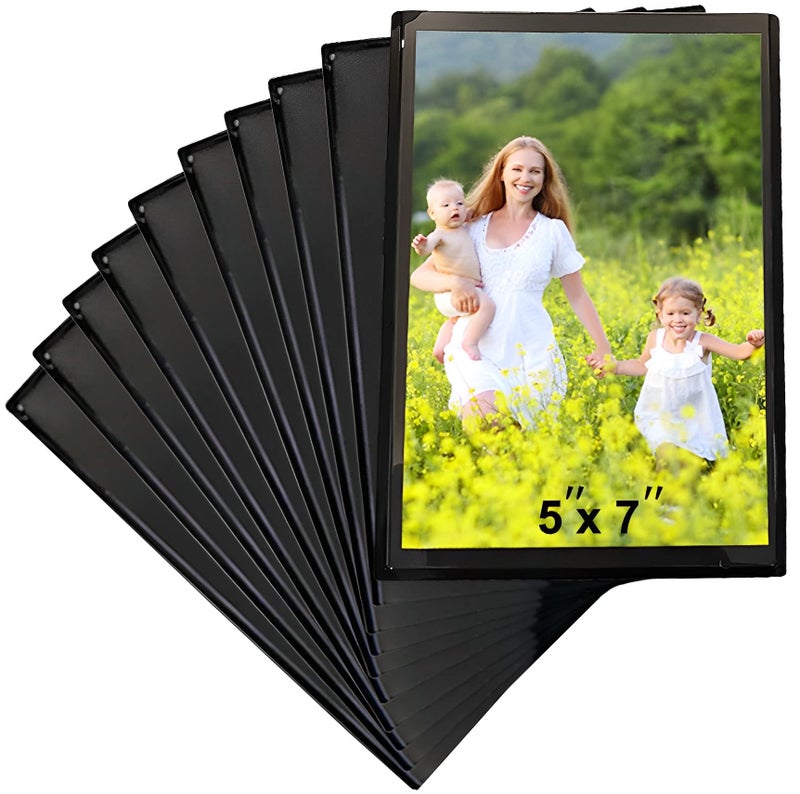 Sooyee 10 Pack 5X7 Magnet Photo Frame Refrigerator Magnetic Picture Holder Magnetic Picture Frame FridgeBlack