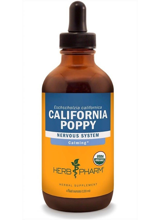 HERB PHARM Certified Organic California Poppy Liquid Extract for Calming Nervous System Support - 4 Ounce  - Image 1