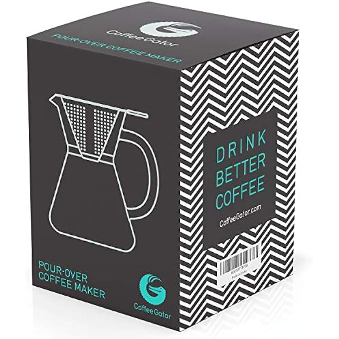 Coffee Gator Pour Over Brewer Set  Stainless Steel Filter Borosilicate Glass Carafe By 3 Cups 400Ml - Image 4