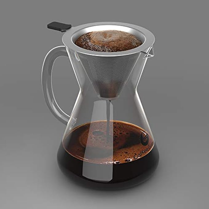 Coffee Gator Pour Over Brewer Set  Stainless Steel Filter Borosilicate Glass Carafe By 3 Cups 400Ml - Image 5
