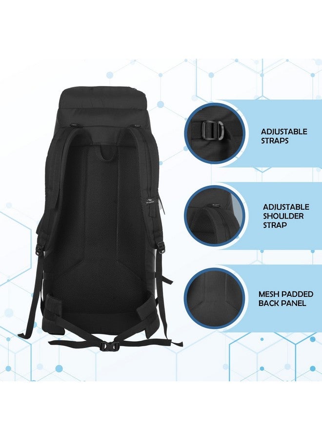 Trawoc حقيبة ظهر سفر TRAWOC سعة 55 لتر للتخييم والمشي لمسافات طويلة (أسود) - Image 3