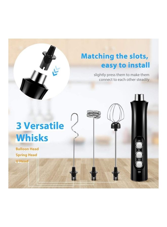 NIBEMINENT 3-Speed ​​Adjustable Milk Frother with USB Charging Black/Silver - Image 3