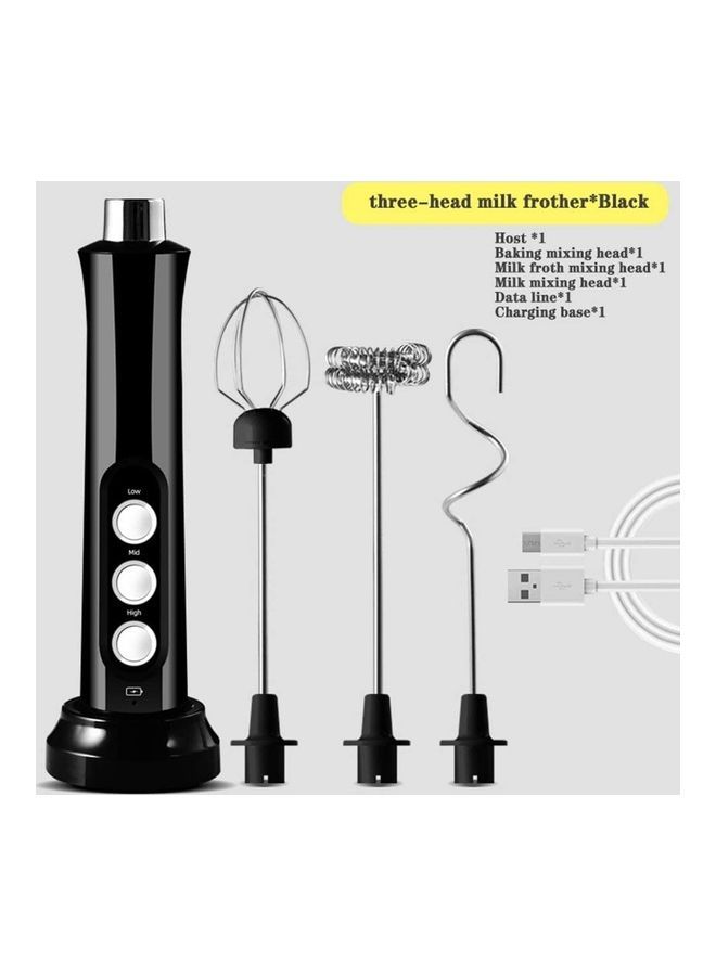 NIBEMINENT 3-Speed ​​Adjustable Milk Frother with USB Charging Black/Silver - Image 2