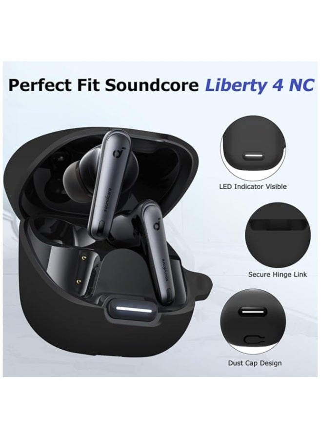 NIBEMINENT Compatible with Anker Soundcore Liberty 4 NC Case Cover, Soft Silicone Shockproof Protective Case Skin for Soundcore Liberty 4 NC Wireless Earbuds (Black)  - Image 2