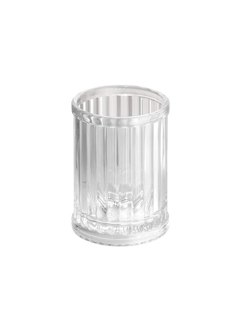 InterDesign iDesign Alston Plastic Tumbler Cup, Holder for Makeup Brushes, Toothbrushes, Glasses, Brushes on Bathroom, Vanity Countertops, College Dorm, Bedroom Desks, 2.8" x 2.8" x 3.9" - Clear  - Image 1