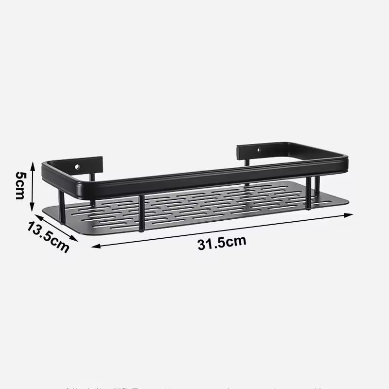 Shynora 2-Pack Multipurpose Bathroom & Kitchen Shelf Rack Wall Mounted Bathroom Shelf Rack for Space Saving Bathroom Organizer Shelf, Punch Free/No-Drill Wall Shelves, Wall Stand (Black) - Image 4