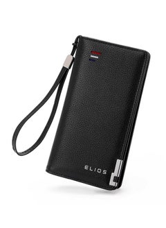 Elios Elios Women Large Capacity Pu Leather Clutch Wallet Card Phone Holder Organizer Ladies Purse With Wrist Strap, Black  - Image 1
