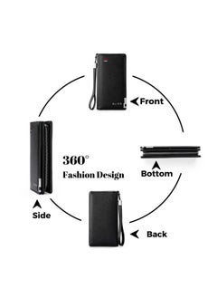 Elios Elios Women Large Capacity Pu Leather Clutch Wallet Card Phone Holder Organizer Ladies Purse With Wrist Strap, Black  - Image 3